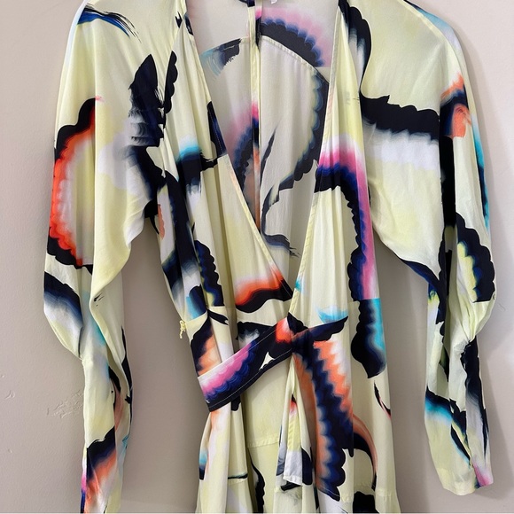 A.L.C. Enzo Printed Flounce Wrap Mini Dress Silk 6 - Picture 7 of 12